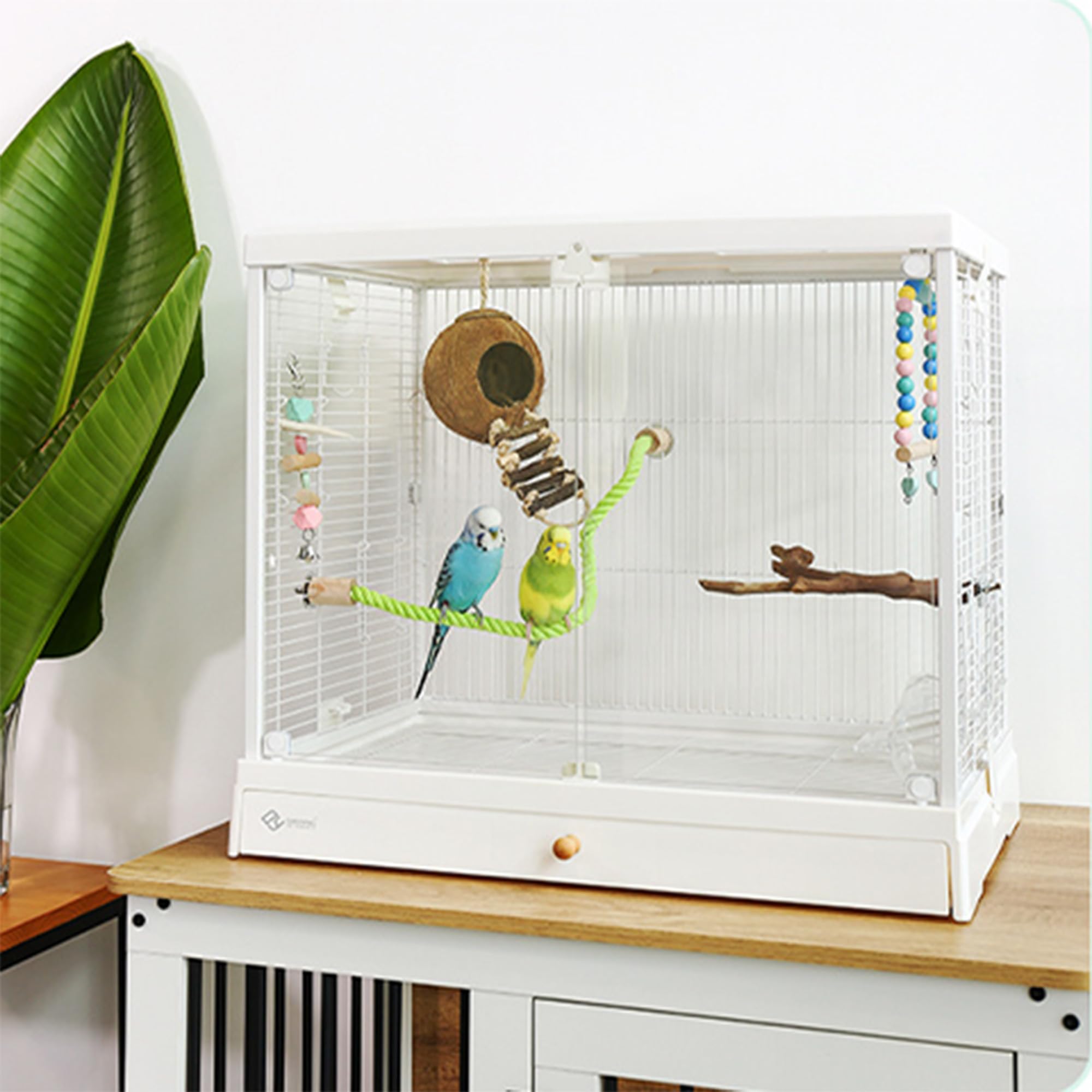 Amazon | インコケージ ガラスケージ M ホワイト』バードケージ