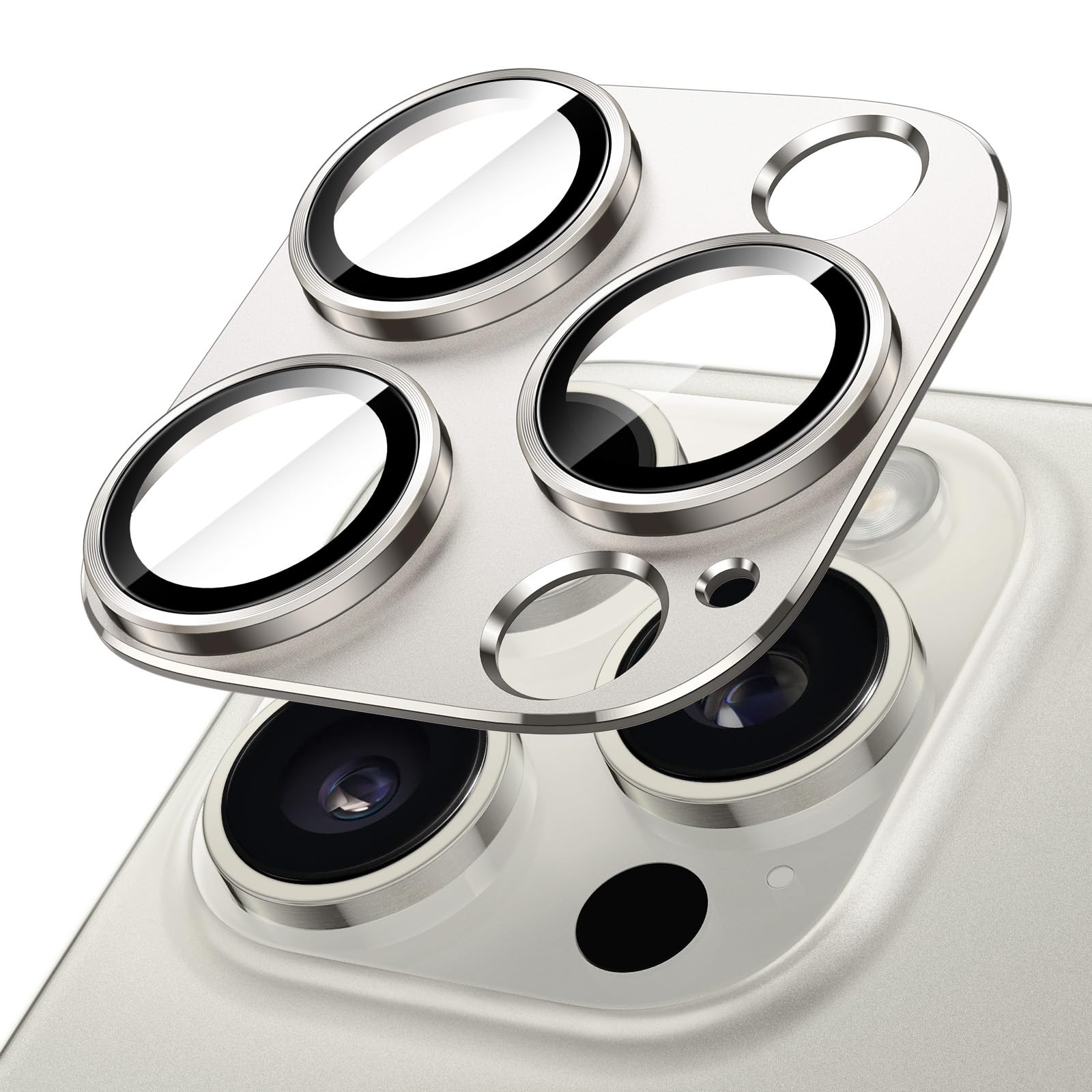 Giftorld Protection D'objectif D'appareil Photo Pour IPhone, Anneau 3D En Aluminium Aéronautique, Verre Trempé 9H, Protection à 360 Degrés, Clarté HD, Noir (iPhone 15 Pro/15 Pro Max