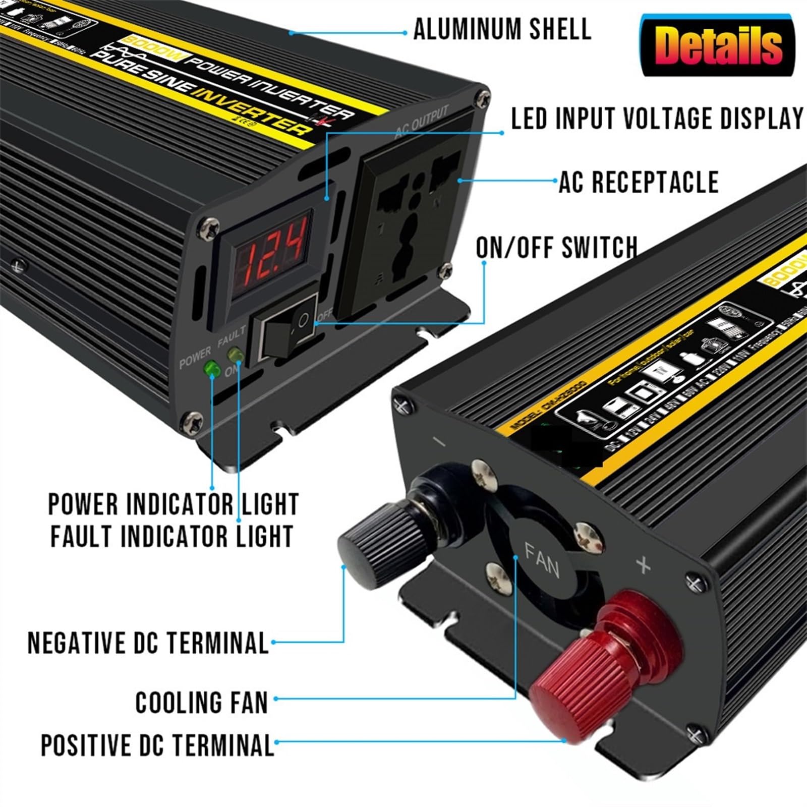 Inverter a onda sinusoidale pura Inverter a onda sinusoidale pura 8000W DC 12v/24v/48v/60v a AC220 3000W 4000W 6000W Trasformatore di tensione Convertitore di potenza Inverter solare(4000W,24V)