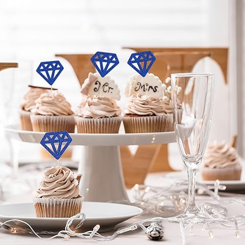 Miniatura 4 de Gyufise 36 piezas de adornos de diamantes con purpurina para cupcakes para despedida de soltera, compromiso, boda, aniversario, fiesta de