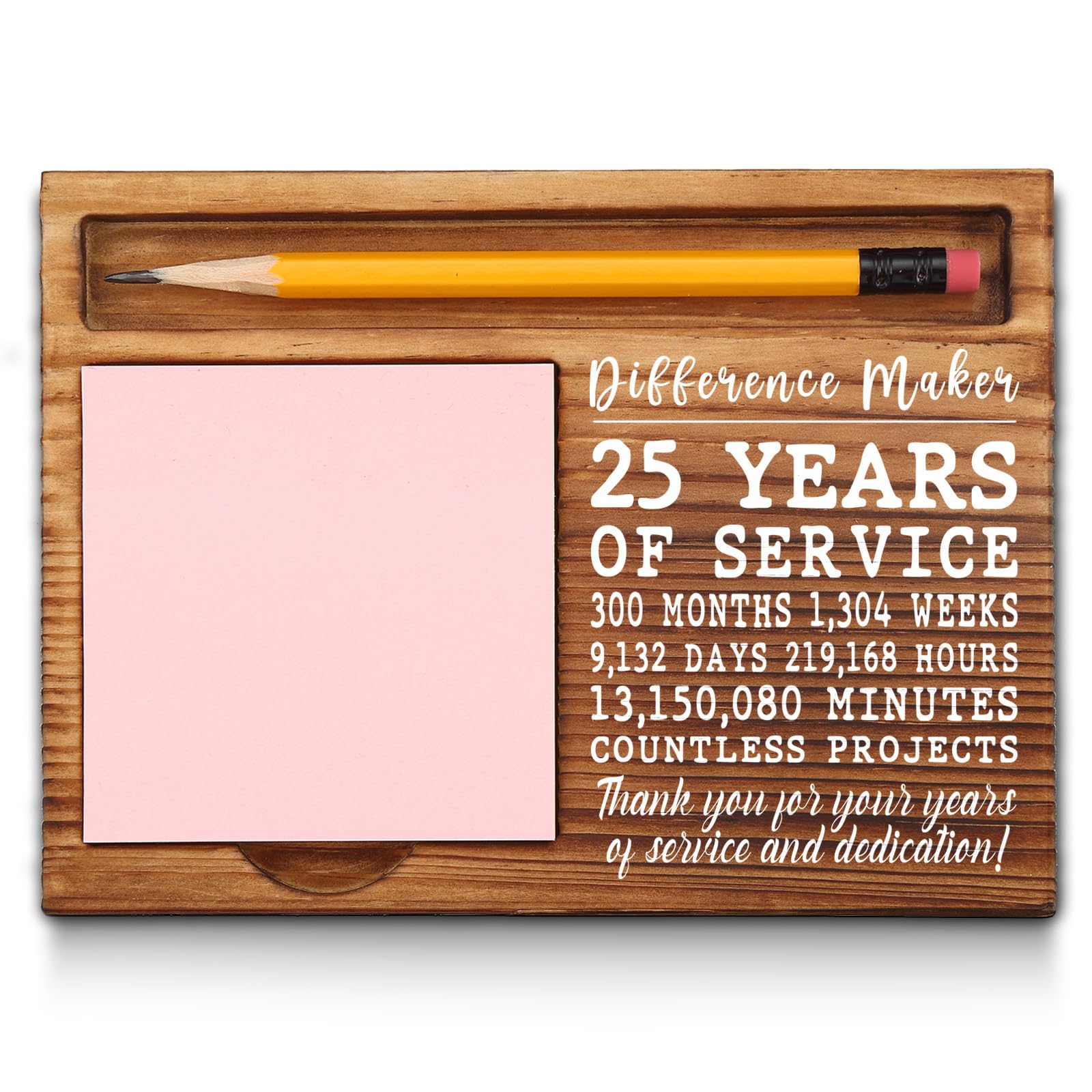 25th Work Anniversary Sticky Note Holder, Thank You Appreciation 25 Year Work Anniversary Decor Gifts for Women, Employee, Him, Her, Happy 25th Work Anniversary Self-Stick Note Pad Holders GSH28