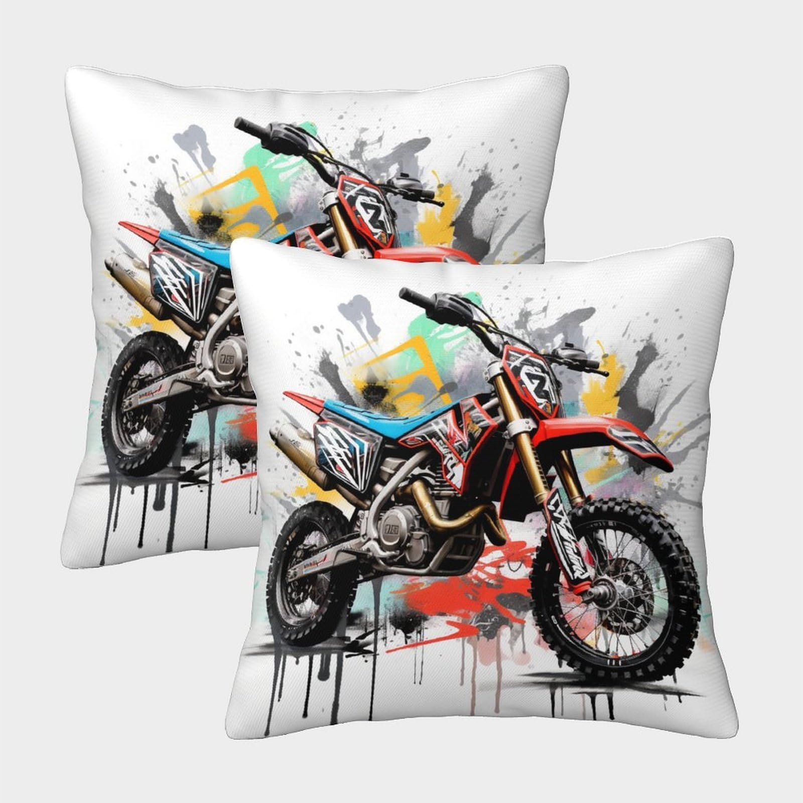 Jlzbxcuer Style Motocross Bike Printed Cushions Covers Decorative Square Cushion Cover Pack Of 2 For Couch Sofa 40X40cm