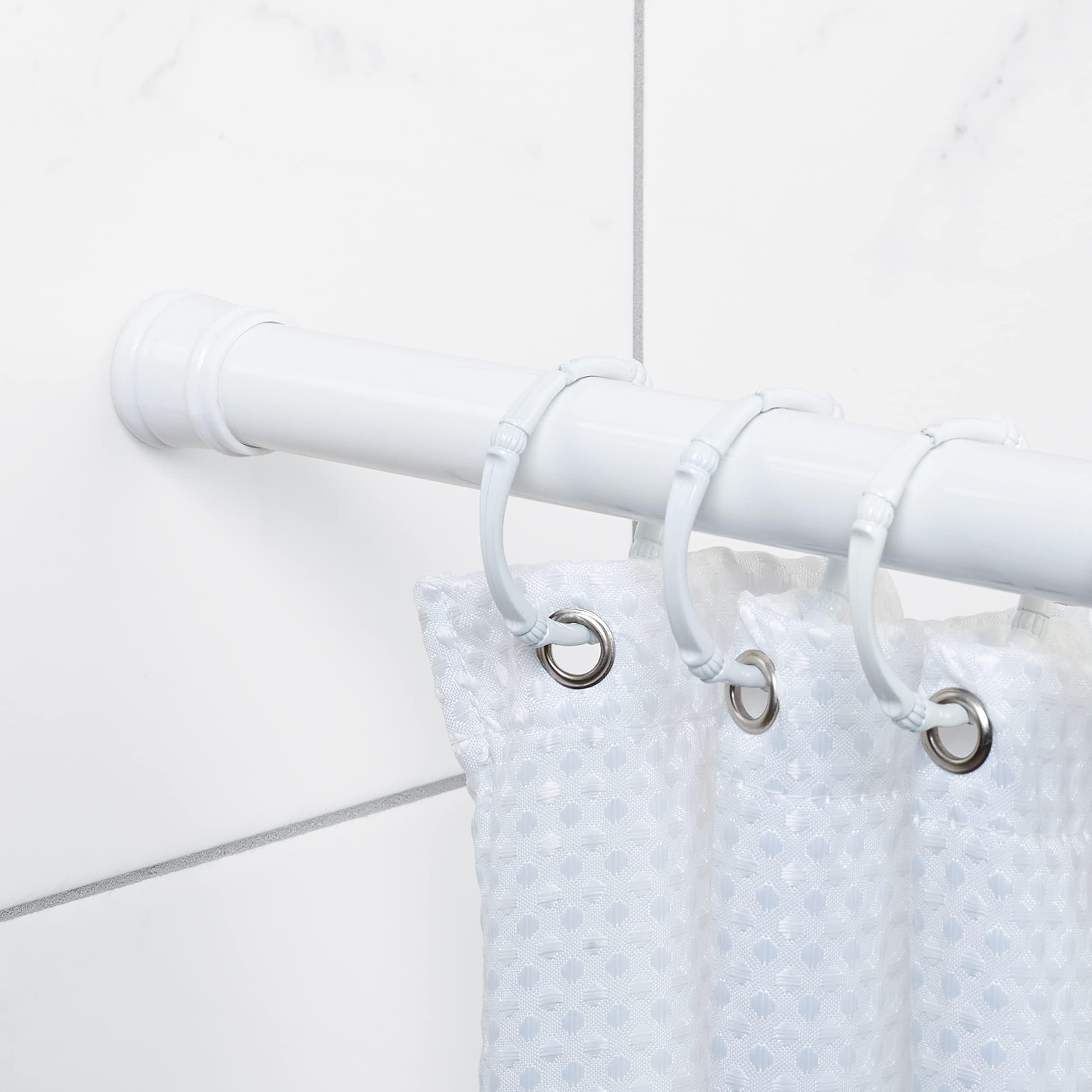 Zenna Home 604W, Tension Shower Curtain Rod, 34.5 to 60-Inch, White