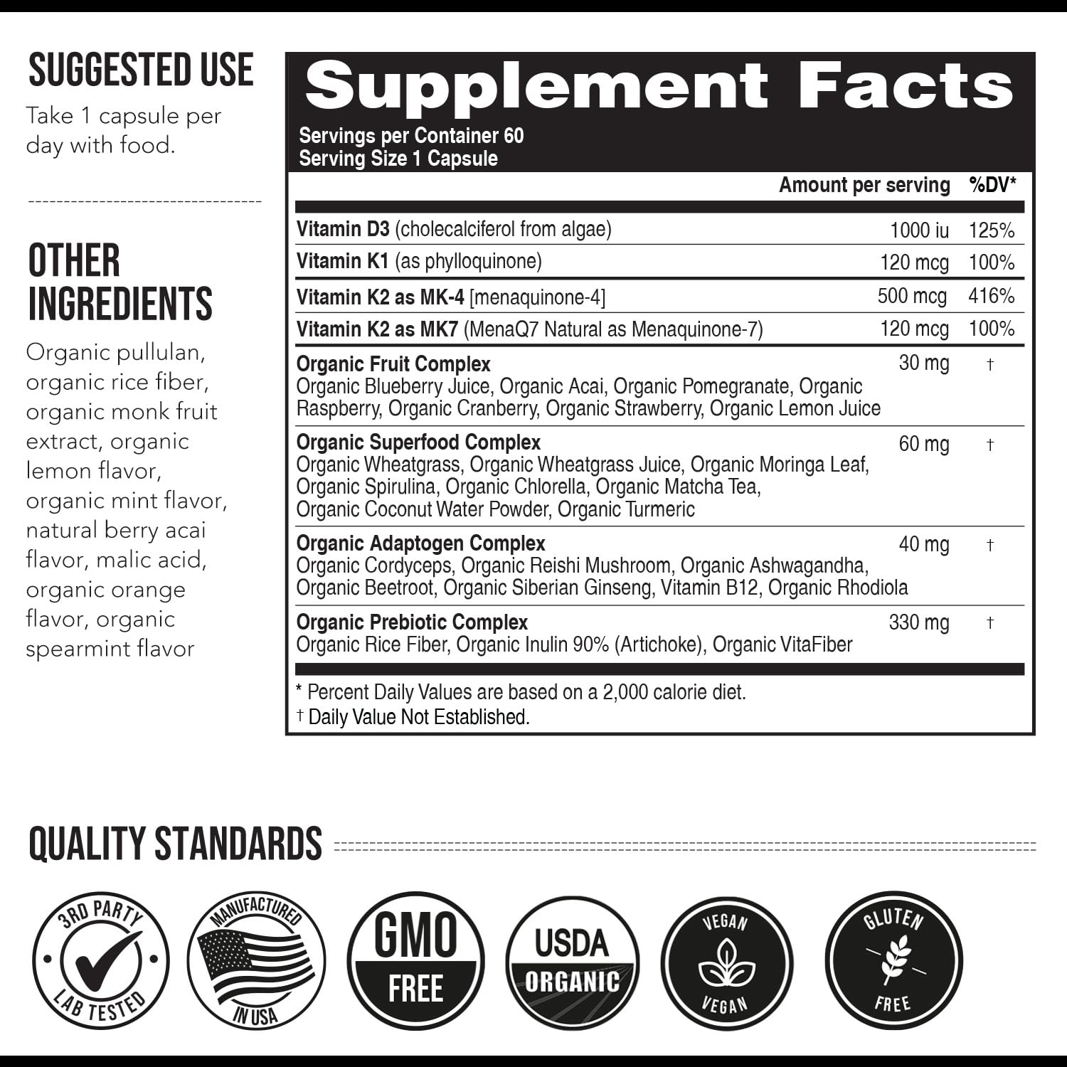 Total K2® - Vitamin K2 as MK7 & MK4 + K1 & Vitamin D3 Cofactor, Organic — Amazon image 8