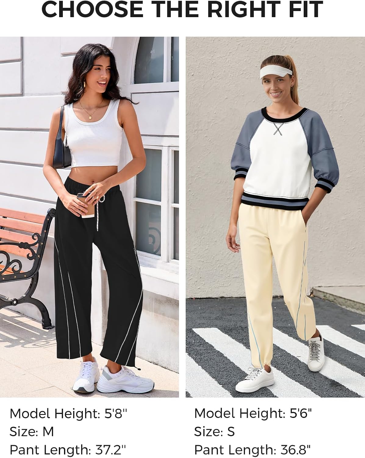 Fisoew Womens Baggy Wide Leg Pants Casual Elastic Waist Drawstring Hiking Workout Cropped Track Pants with Pockets - Image 5
