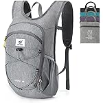 SKYSPER 15L Foldable Hiking Backpack Lightweight Packable Travel Daypack with Chest Strap Small Outdoor Folding Back Pack Collapsible Bag for Women Men (Grey)