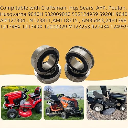 Miniatura 3 de DEEG Kit de conversión de buje de rueda delantera para cortacésped, 4 piezas, sustituye a Craftsman, Husqvarna, Murray, Sears, AYP, Poulan, Toro