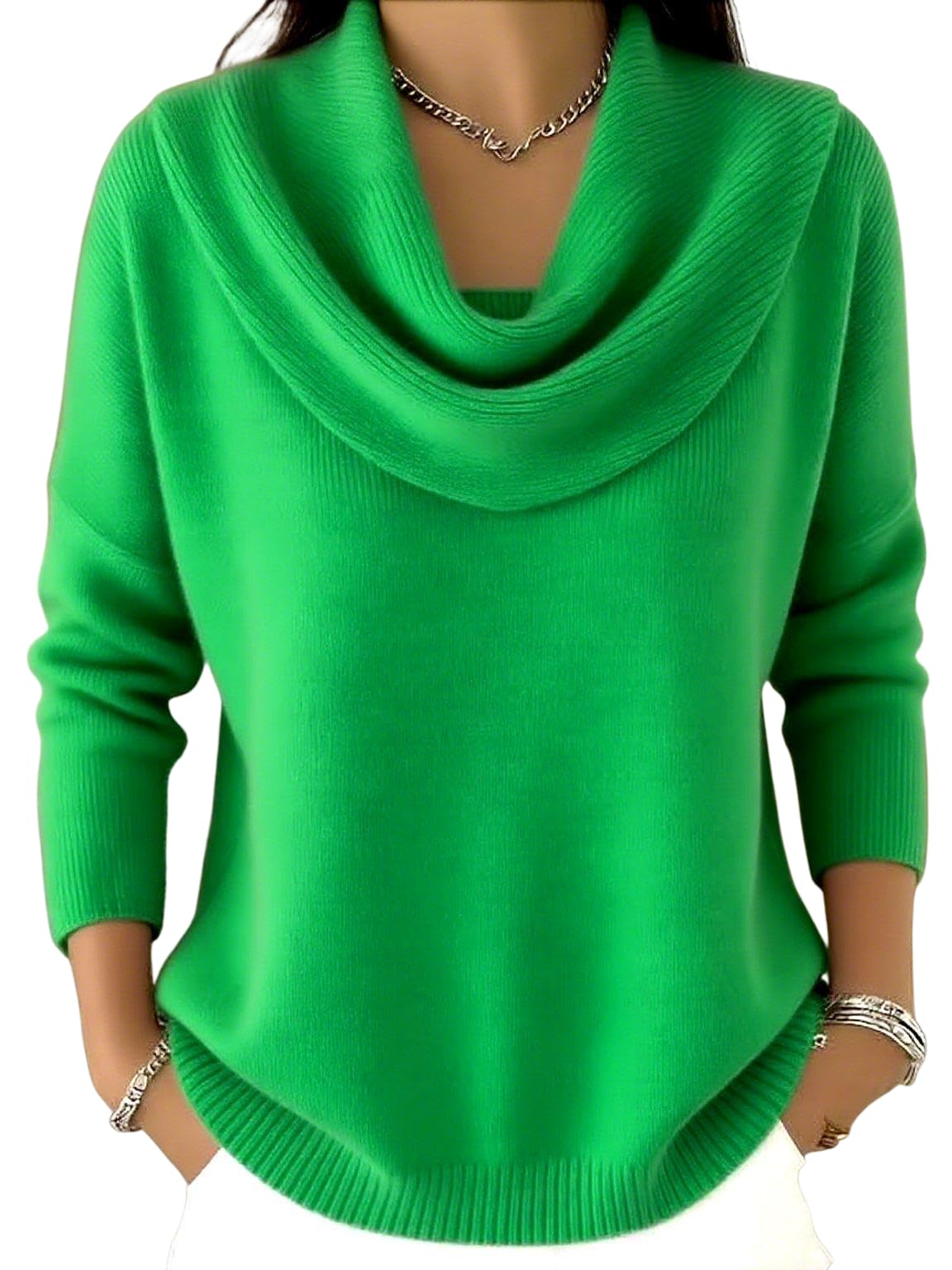 Womens Cowl Neck Casual Loose Sweaters Long Sleeve Trendy Fall Winter Lightweight Knit Pullover Jumper Tops