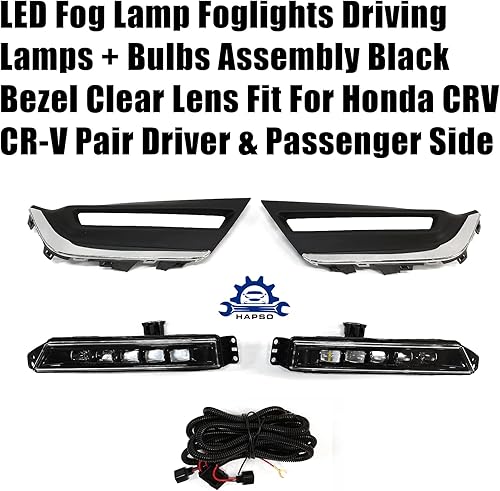 Miniatura 7 de Lámpara antiniebla LED, faros antiniebla, lámparas de conducción + conjunto de bombillas, bisel negro, lente transparente para Honda CRV CR-V 2017