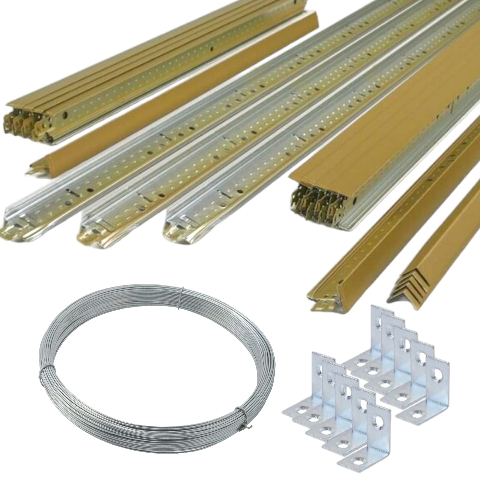 Ceiling Expert Ltd White 10M2 Gold Suspended Ceiling Grid System 600Mm X 600Mm 24Mm Wide, Complete Suspension Grid System (Tiles Not Included)