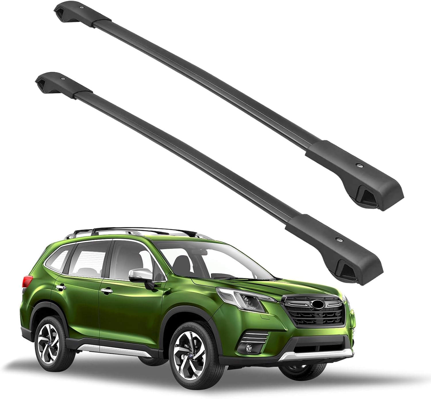 Roof Rack Cross Bars 150lbs Compatible with Subaru Forester 2014-2025 with Raised Side Rails Aluminum Crossbars Cargo Rooftop Bike Snowboard Skiboard Compatible with Forester 2014-2025
