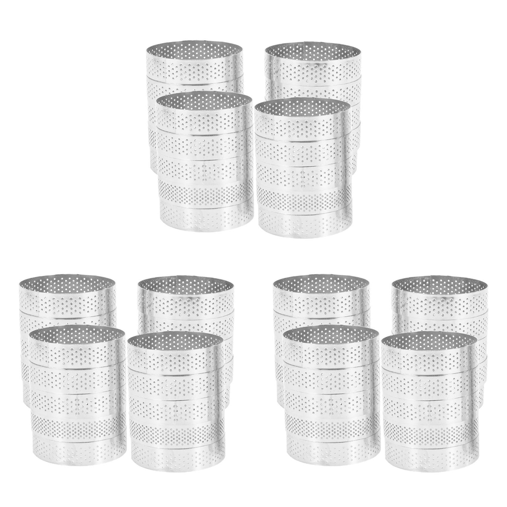 Hndhbfgrt 60Pcs Circular Tart Rings with Holes Fruit Pie Quiches Cake Mousse Kitchen Baking Mould Perforated Cake Mousse Ring 8cm