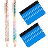 Weeding Tools for Vinyl 2 Pieces Craft Vinyl Weeding Pen Glitter Air Release Point Retractable Pin Pen with 2 Pieces Felt Squeegees for Craft Essential