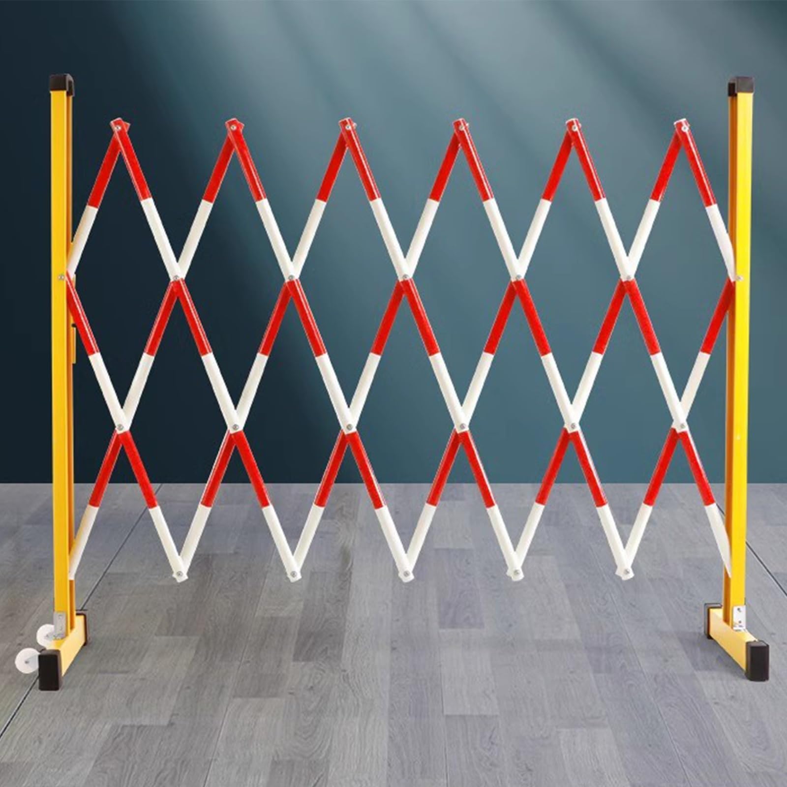 ASerZenith Expandable Mobile Barrier Traffic Fence, Flexible Fence Mobile Barricade Safety Barrier Flexible Mobile Barrier Gate Rotatable & Portable Safety Barrier,Red-1.2X5M