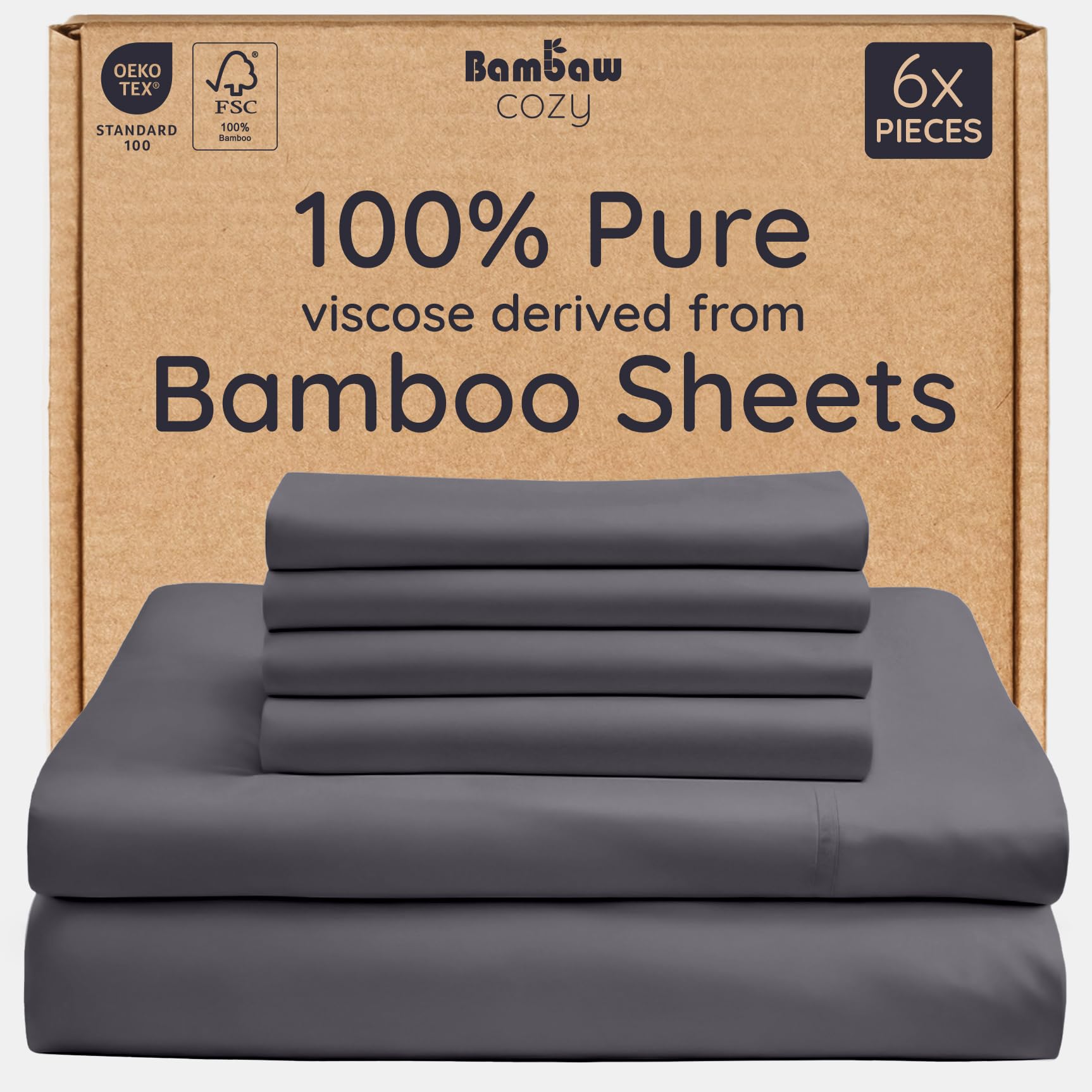 Bambaw 100 Viscose Derived from Bamboo Sheets King Size Set 6pcs Set of Cooling Sheets for Hot Sleepers