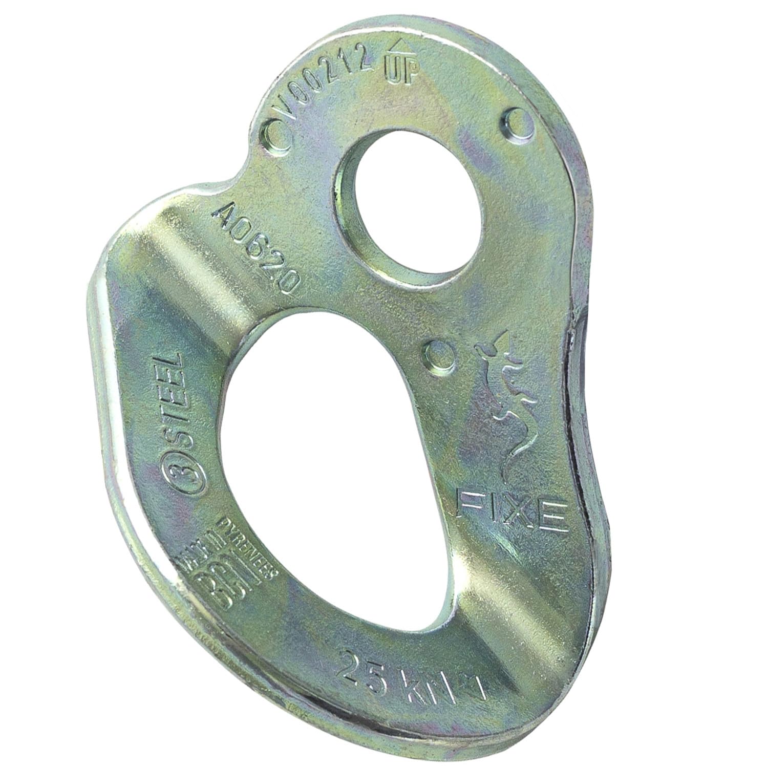 FIXE - Plaqueta 1 en Acero Ecotri - Plaqueta de Anclaje para Escalada y Trabajos Verticales - Alta Resistencia 25 kN - Fabricada en España