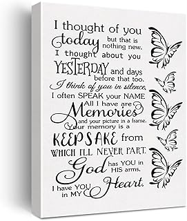 Canvas Wall Art Wedding Memorial I Thought of You Today Quote Canvas Print Positive Canvas Painting Office Home Wall Decor Framed Gift 12x15 Inch