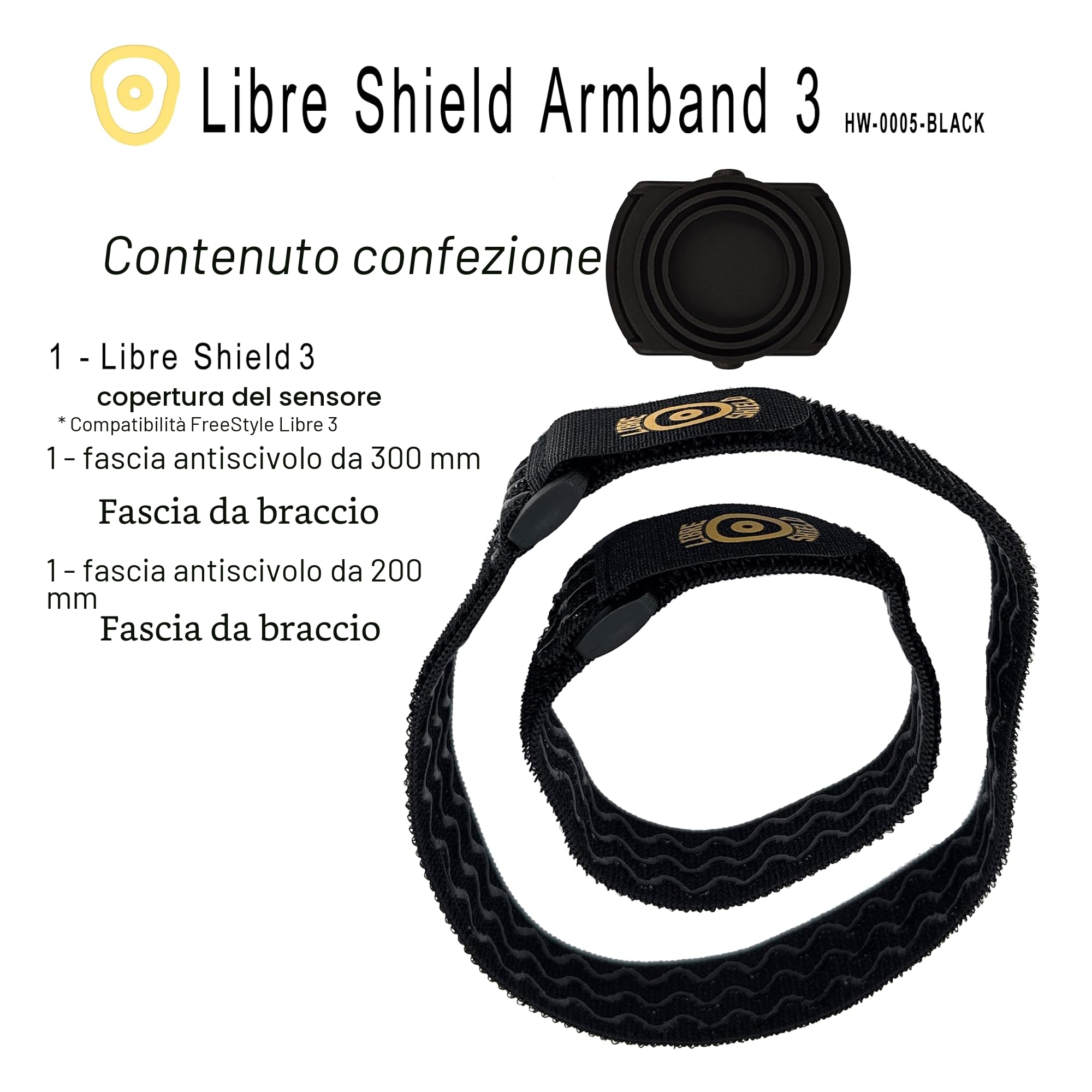 Bracciale per sensore Freestyle Libre 3-14 giorni, protezione massima, bracciale per attività, lavabile e riutilizzabile, niente più toppe (nero)