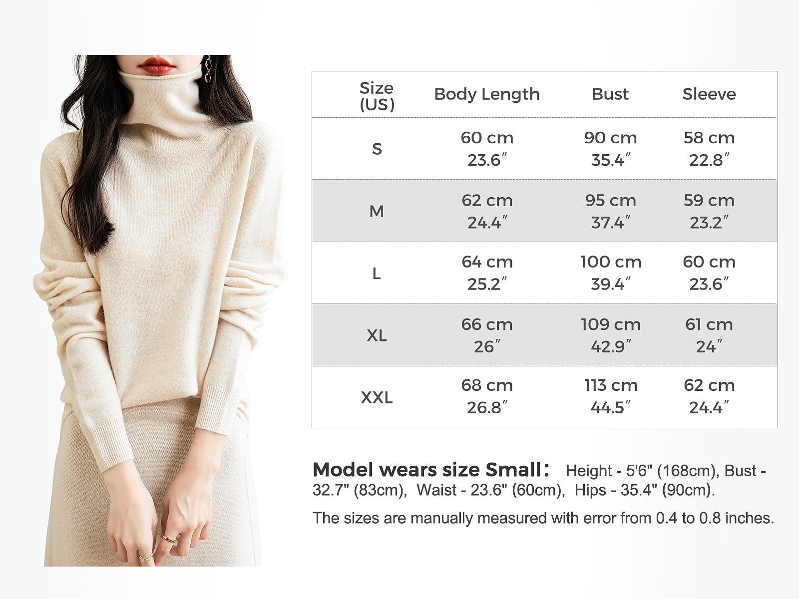 Chanyarn Maglione da Donna in 100% Lana Merino Leggero Collo Alto Lavorato a Maglia Senza Cuciture a Maniche Lunghe Tops