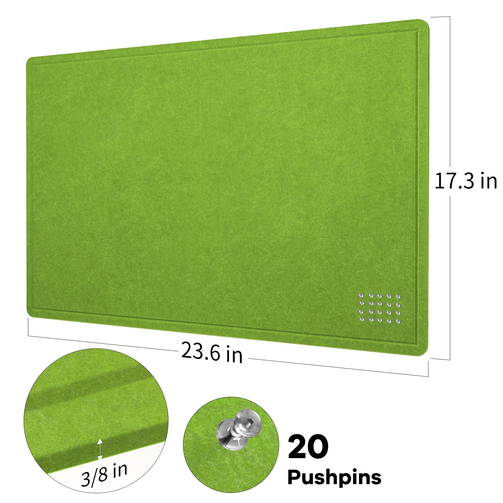 Bulletin Board, Cork Board Alternative For Wall, 36 X 24 Inches Felt - View #2