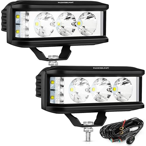 Auxbeam 5in 68W Offroad Driving Lights, 6800LM Side Shooter LED Light Bar with White Spot Flood Combo Beam, Waterproof Offroad Fog Light for UTV ATV Jeep Wrangler Motor Truck Boat
