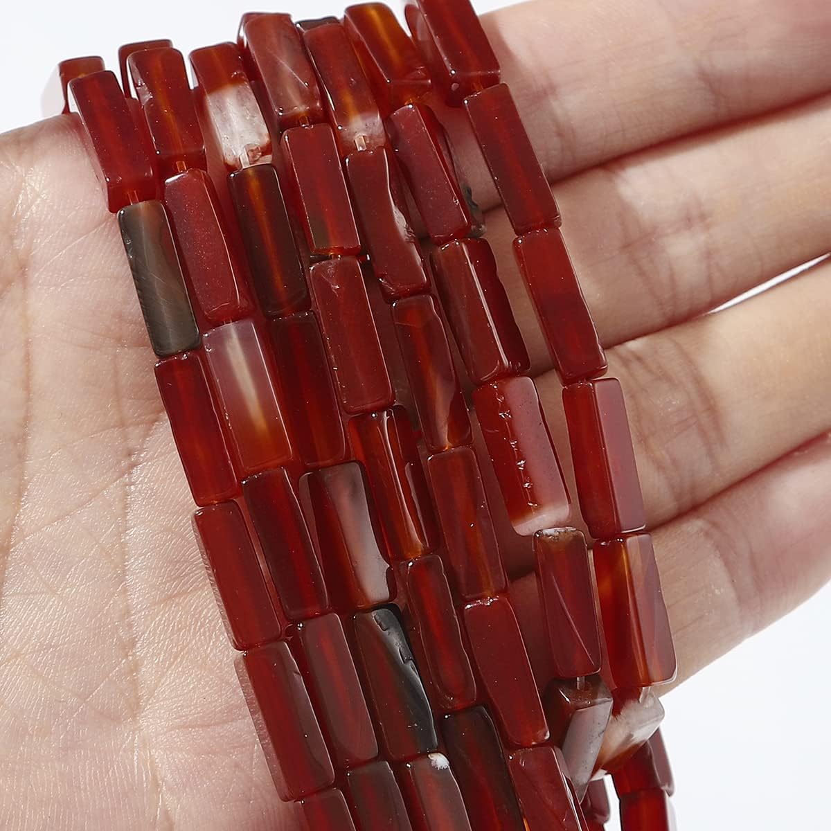 Natural Red Agate Tube Beads 13x4mm 30pcs Rectangle Loose Semi Gemstone Beads for Jewelry Making Design - Image 2