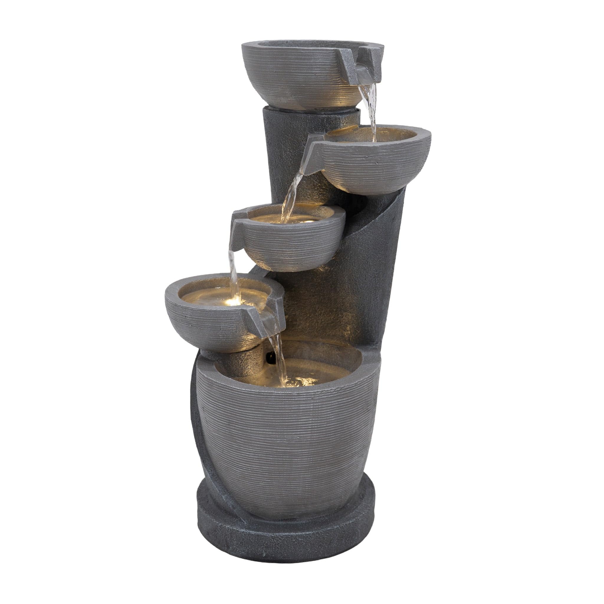Rackhams Light/Grey/White Illusion Lagoon Cascading Bowls Outdoor Garden Water Feature