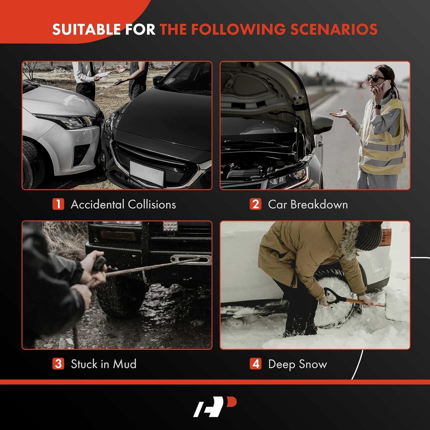 A-Premium Pair (2) Front Tow Hooks Heavy Duty D-Ring with Hardware Compatible with Ford F-150 F150 2009-2021 Pickup, Front Left and Right, Replace# FL3Z17A954C