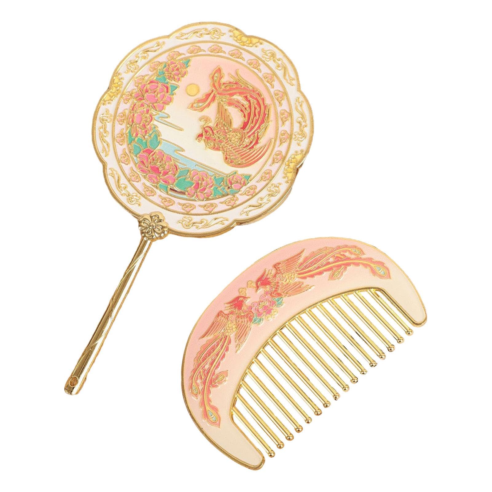 Miroir de coiffeuse antique Style A et brosse à cheveux ciselée haut de gamme