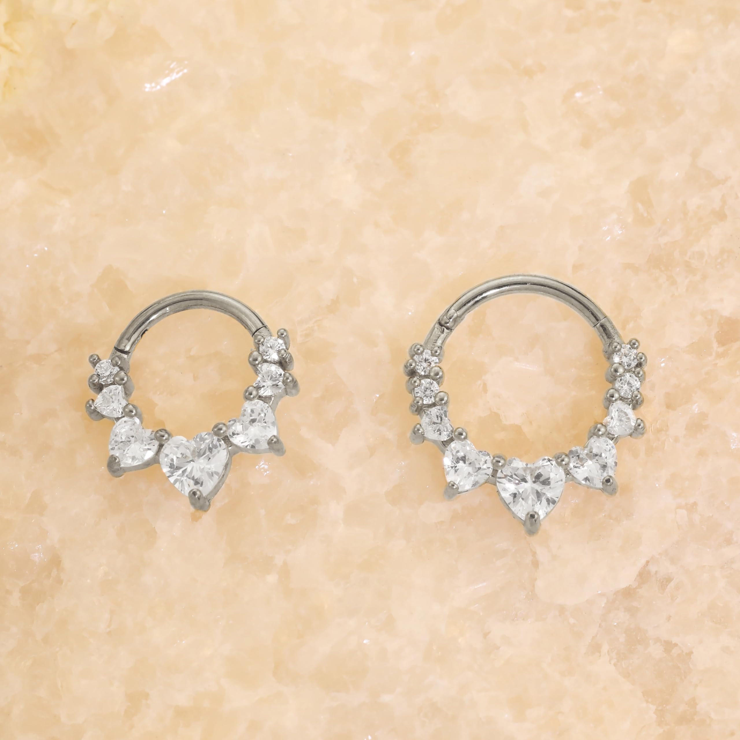 MIYUEFAN Piercing para la nariz para mujer, acero inoxidable, oro y plata, piercing para la nariz, hélix, septum, tragus, conch, piercing labial, nariz, anillos, circonitas, 8 mm/10 mm — view 7