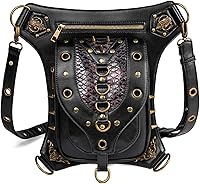 Vista 8 de Qianmome Gothic Steampunk - Riñonera de piel para viaje, bolso de viaje, bolso de pierna, bolso de hombro unisex, M