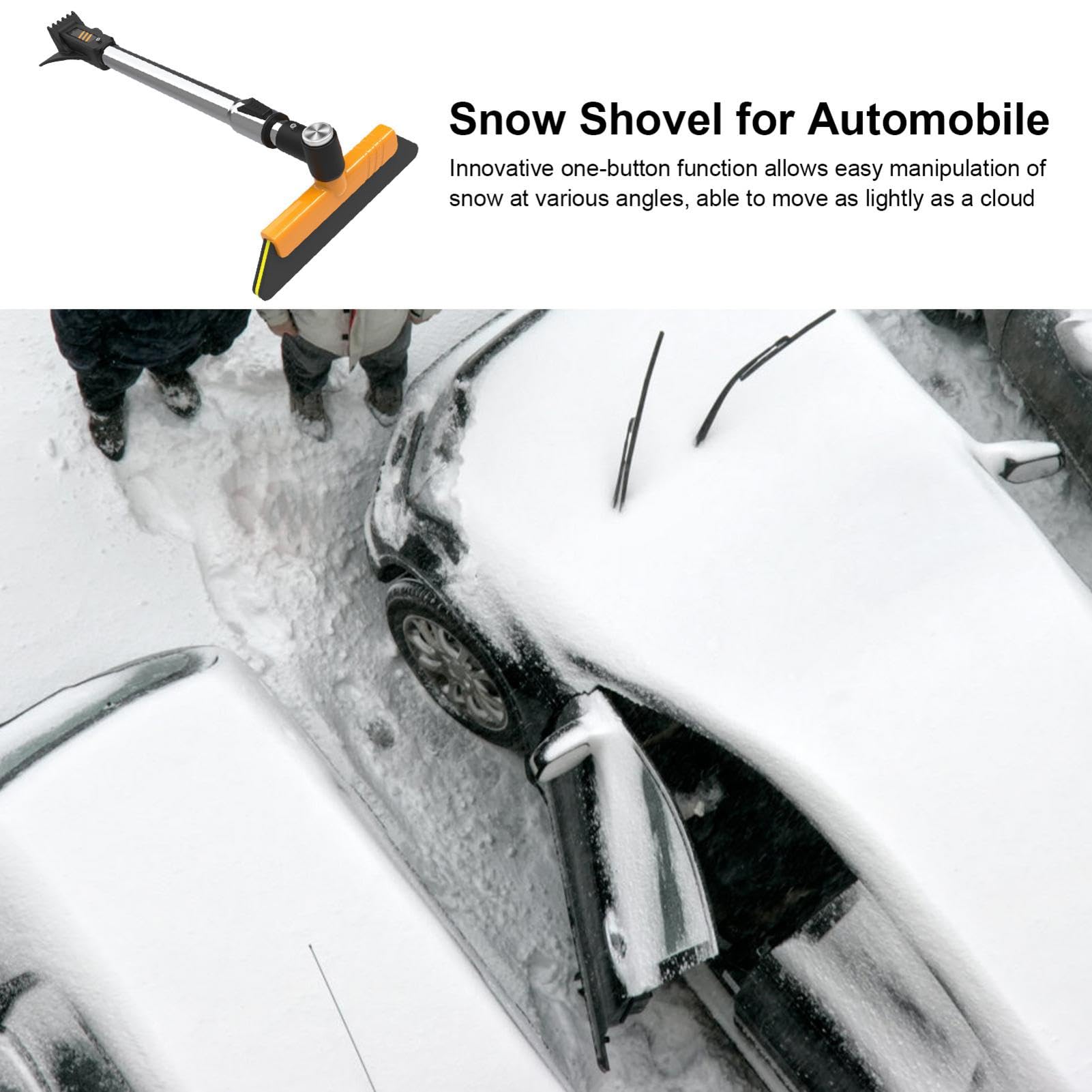 Cepillo de nieve ligero, raspador de nieve telescópico, cepillo de nieve ajustable, herramienta de raspador de nieve portátil eficiente con mango ergonómico para varios vehículos