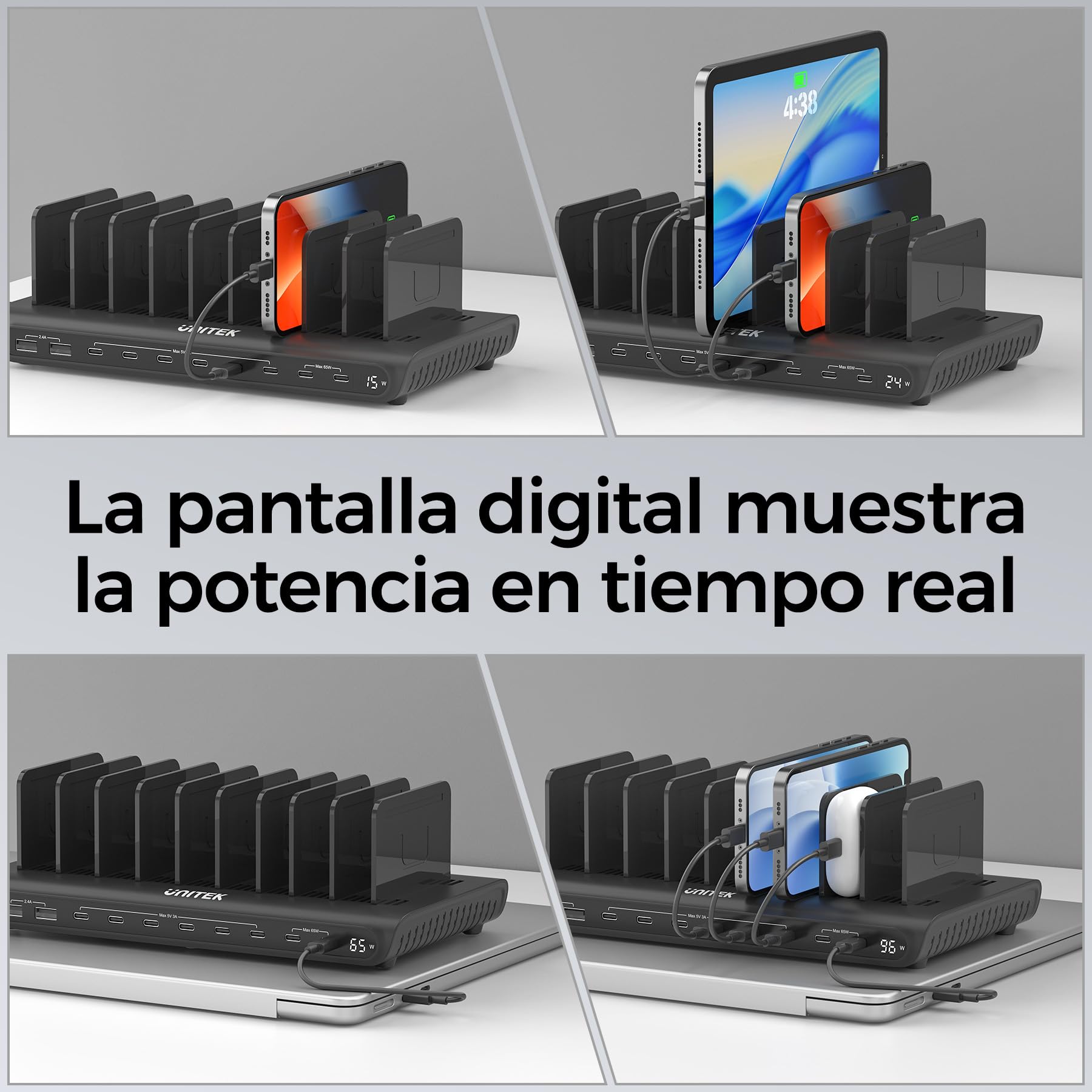 Unitek Estación de Carga multidis positivode 96 W con PD de 65 W