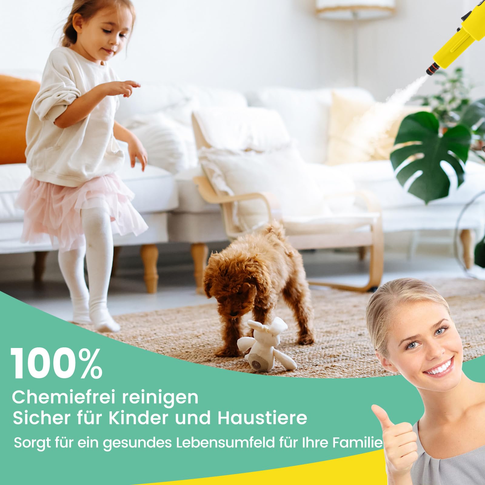RELAX4LIFE Dampfreiniger Handgerät, Handdampfreiniger mit 13 Zubehör (Gelb)