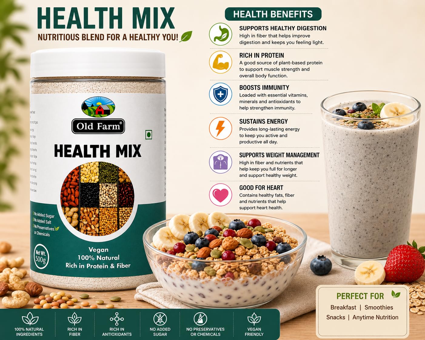 Old Farm Health Mix Powder 500g Multigrain Nutritional Drink — Amazon image 4