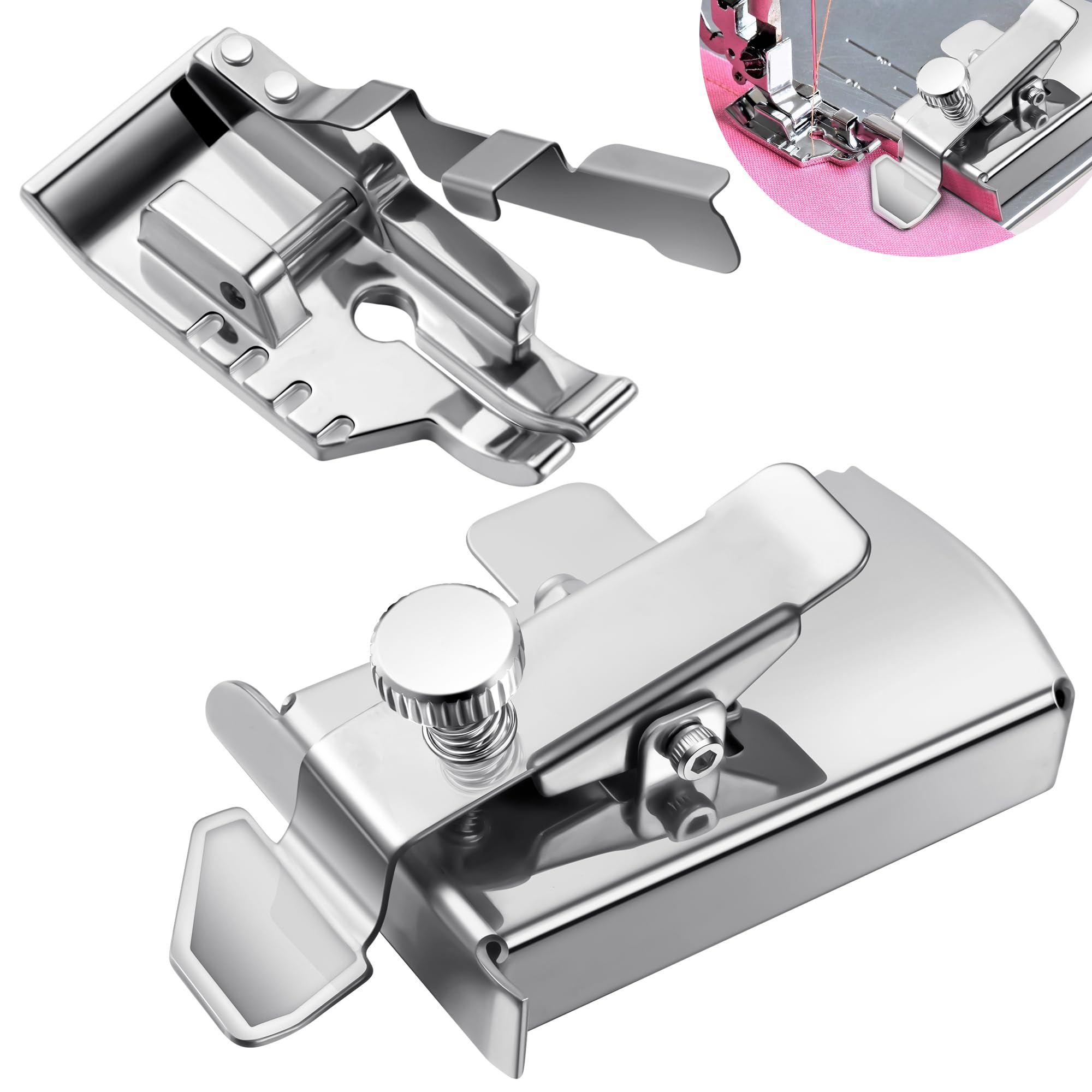 2 Pcs Sewing Supplies Accessories, 1/4'' Quilting Presser Foot w/Guide Compatible with Brother, Babylock, Janome, Singer Low Shank Sewing Machine and Magnetic Seam Guide for Sewing Machine with Clip