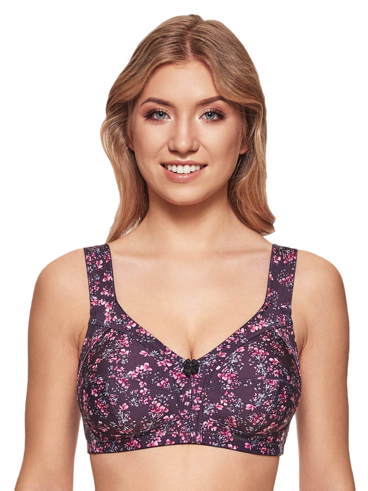SUSA Women's Wireless Bra, Purple Printed