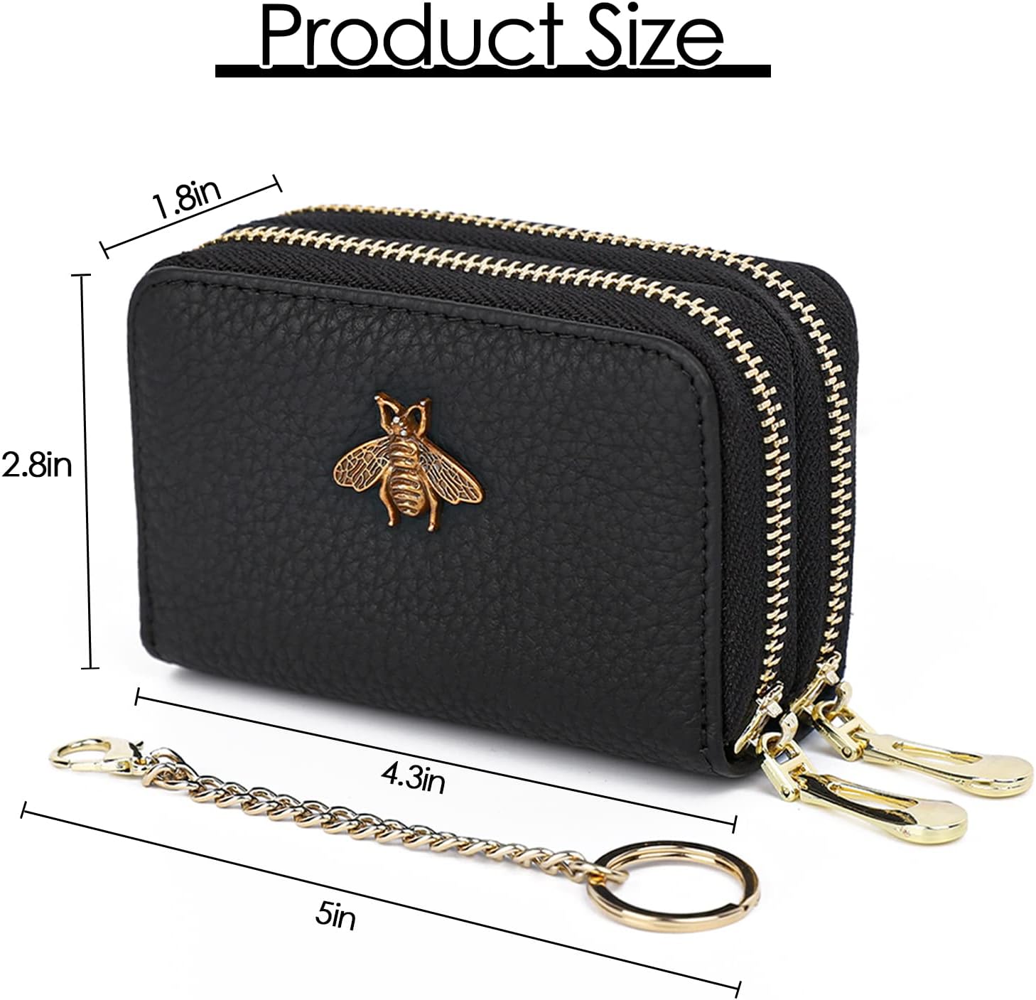 imeetu RFID Credit Card Holder, Small Leather Zipper Card Case Wallet for Women - Image 6