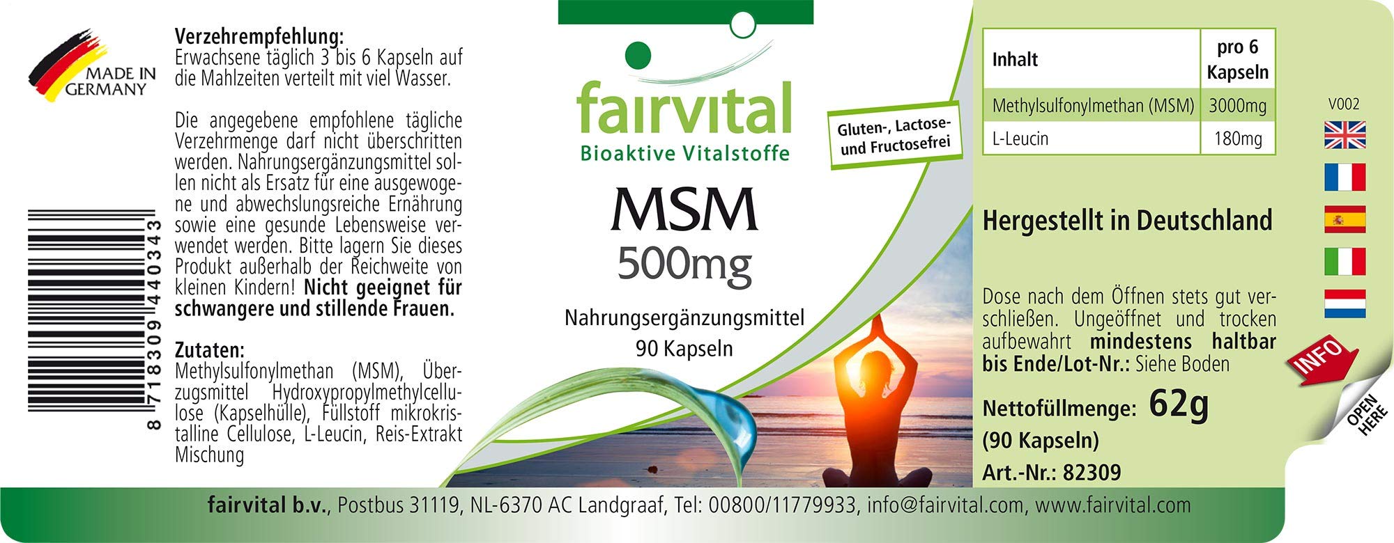 fairvital Arthro Protect Forte, 270 Kapseln, Gelenk-Komplex mit Glucosamin, Chondroitin, Collagen, Hyaluronsäure, MSM, Calcium, Vitamin D u. E
