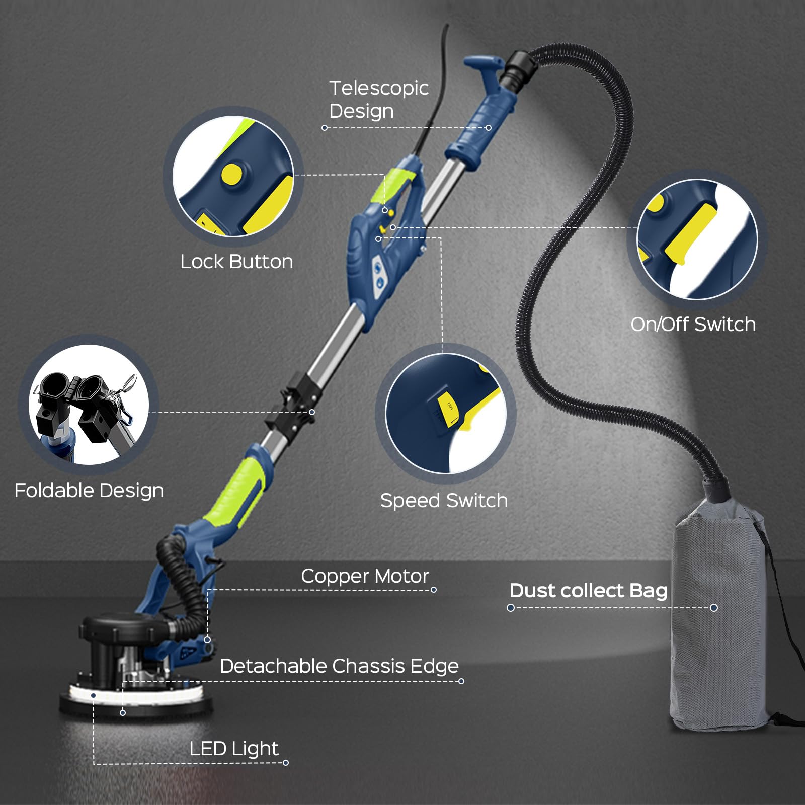 IMQUALI Drywall Sander - Popcorn Ceiling Removal -2