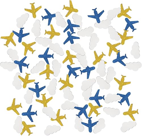 INNORU Confeti de avión, 120 piezas de confeti de papel arcoíris para baby shower, fiestas de cumpleaños, decoraciones temáticas de aviación