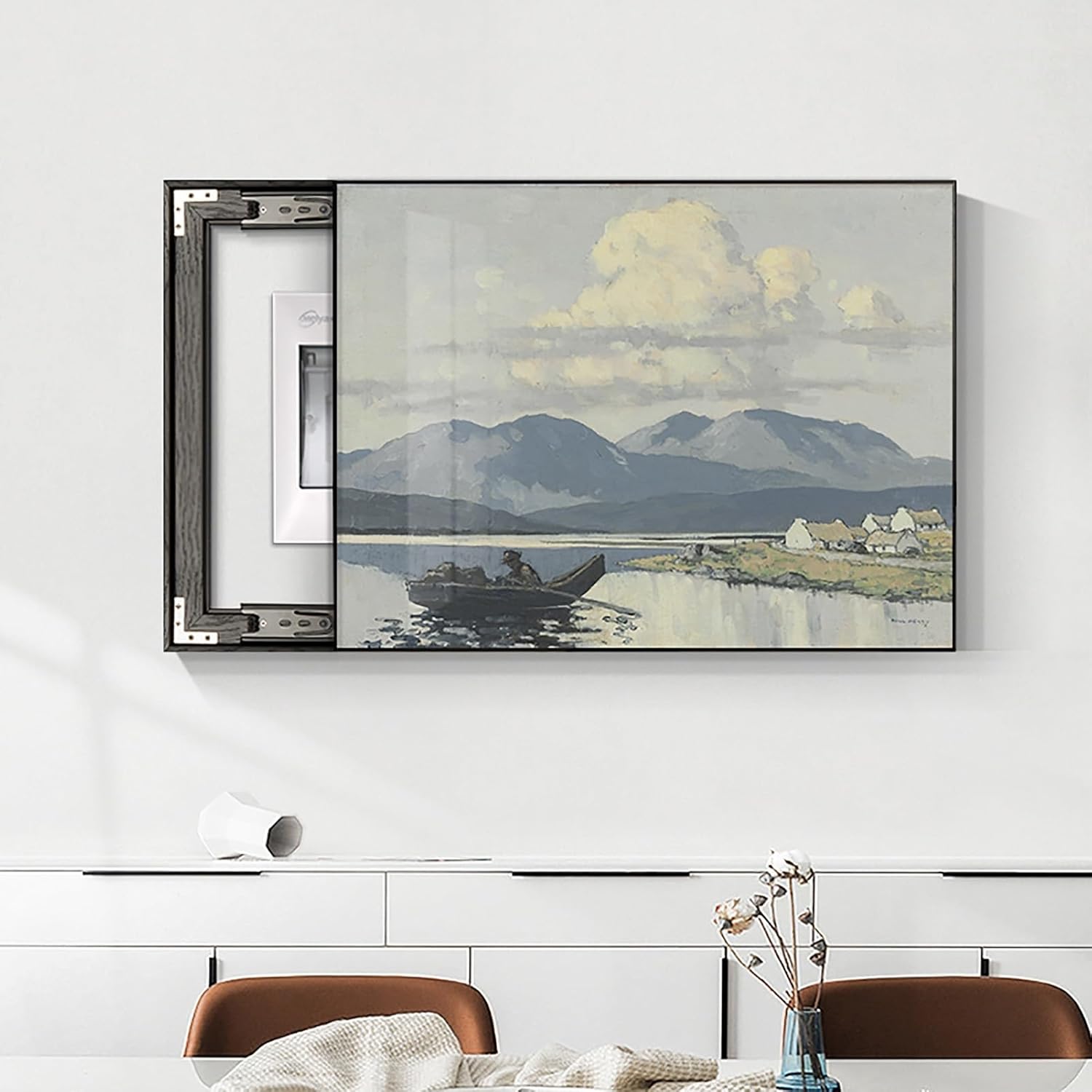 Fuse Box Cover Cabinet Electrical Panel Cover Decoration Hidden Circuit Breaker Panel Decorative Painting Home Decor for Living Room(Style 2,55x45CM(21.6x17.7in))