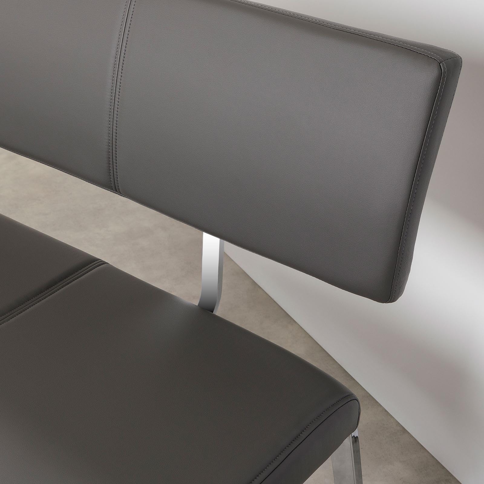 IDIMEX Banc Design Vilas siège avec 3 Places, Banquette au piètement chromé et Dossier au revêtement synthétique Gris