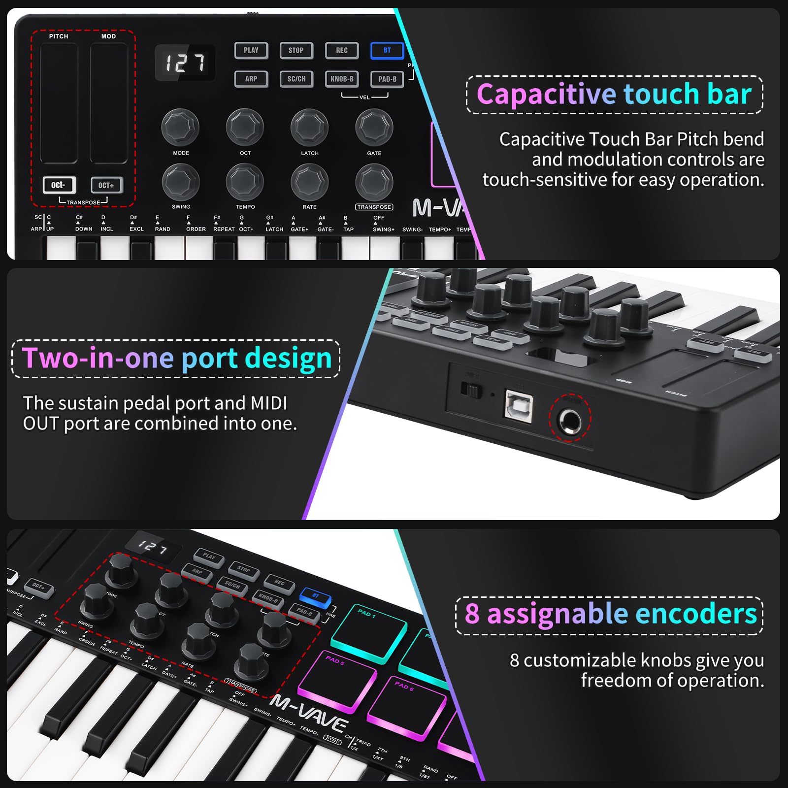 M-VAVE Mini 25 Keys MIDI Keyboard Control Keyboard Music Arranger