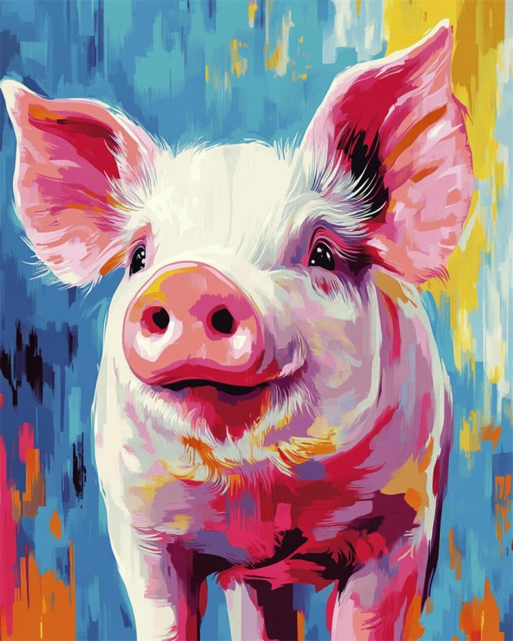 AxiangziK DIY Cross Stitch Kits Colorful Pig 11CT 40x50cm