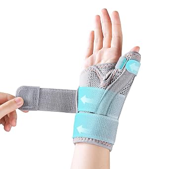 CURECARE New Upgraded Thumb Spica Splint, Comfortable Thumb Brace for Right & Left Hand, Universal Size Thumb Support for Arthritis, Tenosynovitis, CMC Joint Repetitive Injuries Grey