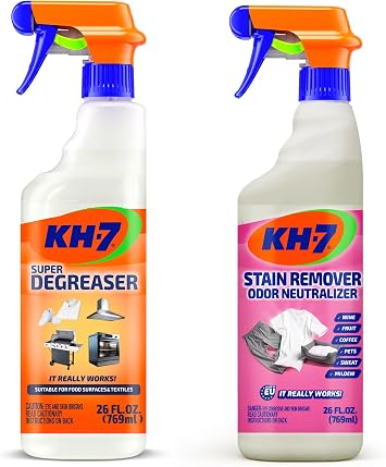 KH-7 Total Cleaning Bundle Super Degreaser Original + Stain Remover & Odor Neutralizer, Multi Surface Household Cleaning Set