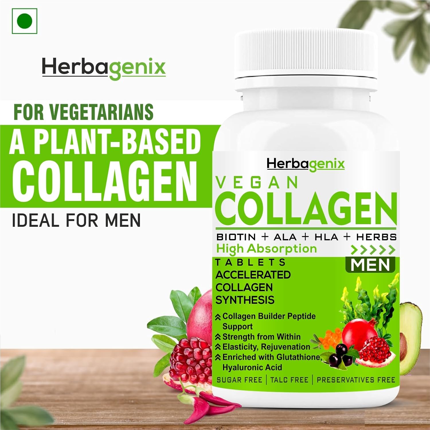 Collagen Supplements For Men With Biotin, Hyaluronic Acid Supplement, Vitamin C, E, Hydrolyzed Protein Peptides Booster With Marine Collagen Powder For Skin Whitening, Glow & Hair-60 Tablets Collagen Supplements For Men With Biotin, Hyaluronic Acid Supplement, Vitamin C, E, Hydrolyzed Protein Peptides Booster With Marine Collagen Powder For Skin Whitening, Glow & Hair-60 Tablets