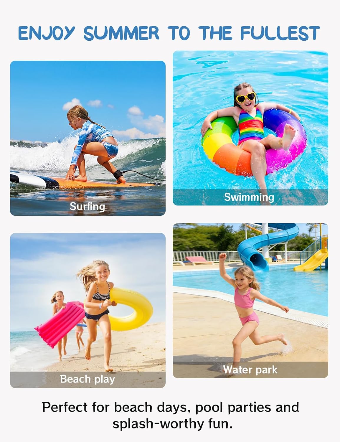 Girls' Two-Piece Bikini Sets, UPF 50+ Sun Protection Swimwear with Fully Lined and Removable Chest Pads