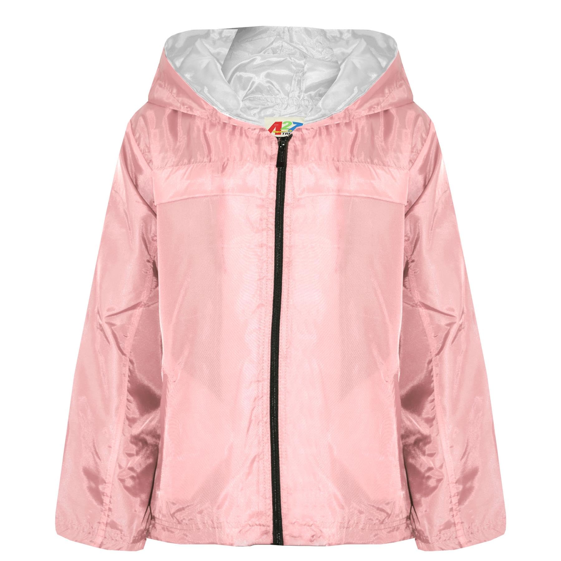 A2zkids (13 Years) Kids Girls Boys Baby Pink Hooded Raincoats Cagoule Lightweight Jackets Rain Mac 5-13